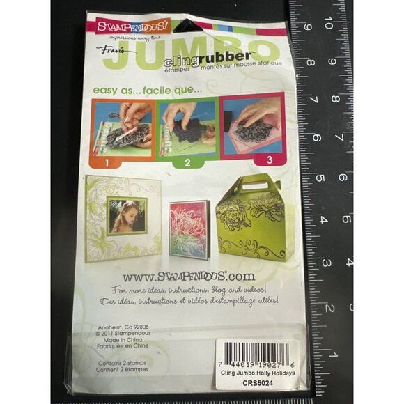 Stampendous! Cling Rubber Jumbo Happy Holidays Christmas Stamps - Picture 2 of 2